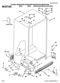 Cabinet Parts Diagram and Parts List for MSD2552VEB00  Maytag Refrigerator