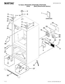 Cabinet Parts Diagram and Parts List for MFI2670XEB0  Maytag Refrigerator