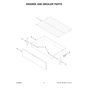 Drawer And Broiler Parts Diagram and Parts List for CRGW3487RS0  Crosley Range