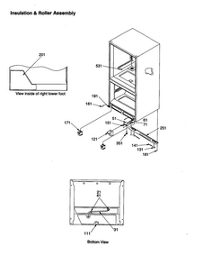 Insulation And Roller Assembly Diagram and Parts List for BC21VL-P1325004WL  Amana Refrigerator