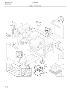 Body / Structure Diagram and Parts List for CSJ388005  Maytag Range