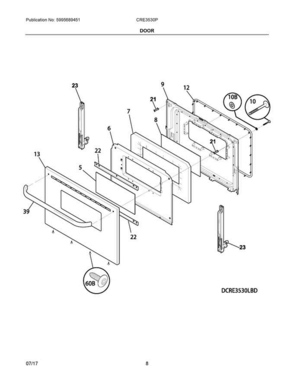 05 - Door Diagram and Parts List for CRE3530PWE  Crosley Range