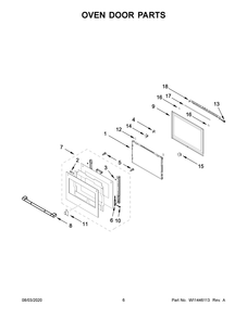 Oven Door Parts Diagram and Parts List for JJW3430IL01  Maytag Range