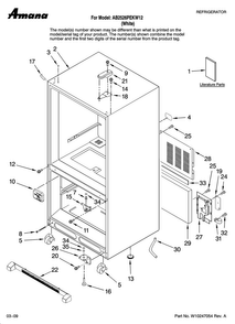 Cabinet Parts Diagram and Parts List for AB2526PEKW12  Amana Refrigerator