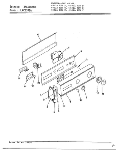 Backguard Diagram and Parts List for 6532A REV C Norge Washer