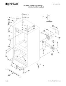 Cabinet Parts Diagram and Parts List for JFI2589AES3  Jenn-Air Refrigerator