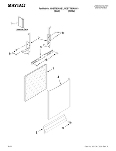 Door And Panel Parts Diagram and Parts List for MDBTT53AWB3  Maytag Dishwasher