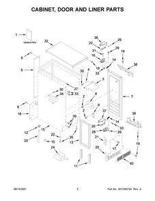 Cabinet, Door And Liner Parts Diagram and Parts List for JUIFX15HX01  Maytag Ice Maker