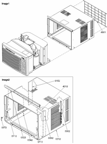 Chassis & Outer Case Assembly Diagram and Parts List for 10M52TB-P1230808R  Amana Air Conditioner