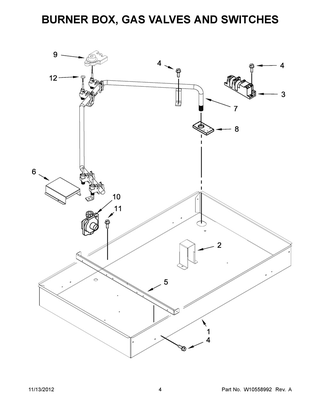 Burner Box, Gas Valves And Switches Diagram and Parts List for JGC9430BDF16  Maytag Cooktop