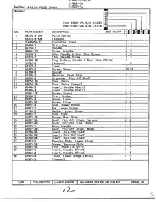 Fresh Food Door Page 2 Diagram and Parts List for 23822-7A  Admiral Refrigerator
