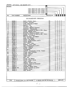 Optional Ice Maker Kit Page 2 Diagram and Parts List for 19534-0A  Admiral Refrigerator