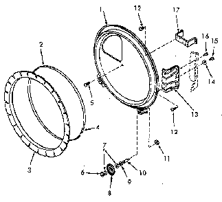 Rear Bulkhead, Felt Seal And Cylinder Roller Diagram and Parts List for NE8633W43921  Speed Queen Dryer