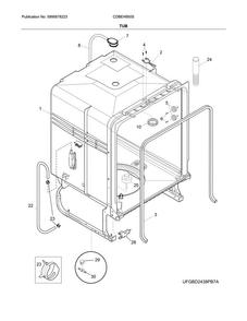 Tub Diagram and Parts List for CDBEH950SW0A  Crosley Dishwasher