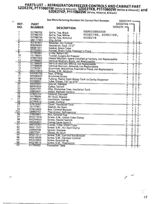 Refrig/freezer Controls & Cabinet Part Page 2 Diagram and Parts List for SZDE27KB  Amana Refrigerator