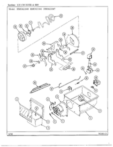 Ice Crusher And Bin Diagram and Parts List for 621841  Admiral Refrigerator