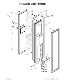 Freezer Door Parts Diagram and Parts List for JBSS42E22L00  Jenn-Air Refrigerator