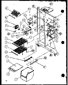 Freezer Shelving And Refrigerator Light Diagram and Parts List for SZD27KPL-P1101206WL  Amana Refrigerator