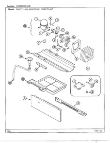 Compressor Diagram and Parts List for HMG531680  Admiral Refrigerator