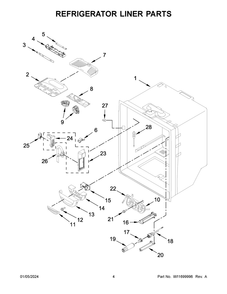 Refrigerator Liner Parts Diagram and Parts List for JFFCF72DKM00  Jenn-Air Refrigerator