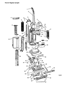 Bagless Upright Diagram and Parts List for U5298-940  Hoover Upright Vacuum