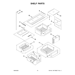 Shelf Parts Diagram and Parts List for JB36NXFXLE25  Jenn-Air Refrigerator