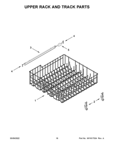 Upper Rack And Track Parts Diagram and Parts List for ADB1400AGS2  Amana Dishwasher