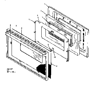 Oven Door Assembly Diagram and Parts List for SNE26CB P1142425NW,L Amana Range