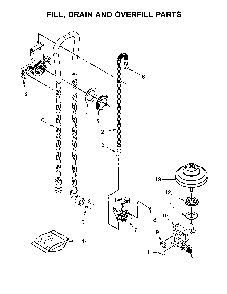 Fill, Drain And Overfill Parts Diagram and Parts List for 66512776K315  Kenmore Dishwasher