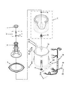 Basket And Tub Parts Diagram and Parts List for NTW4600YQ1  Amana Washer