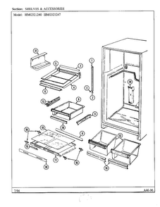 Shelves And Accessories Diagram and Parts List for 321240  Admiral Refrigerator