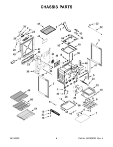 Chassis Parts Diagram and Parts List for JDS1750ML0  Jenn-Air Range