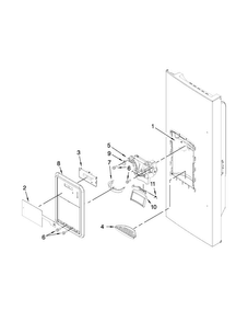 Dispenser Front Parts Diagram and Parts List for MFI2269VEM11  Maytag Refrigerator