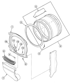 Drum Assy Diagram and Parts List for SDG809WF  Speed Queen Dryer