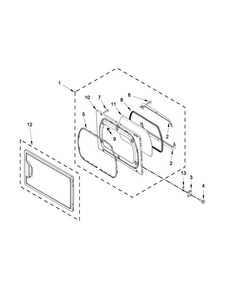 Door Parts Diagram and Parts List for MLE27PDBZW0  Maytag Dryer