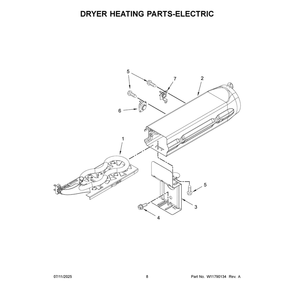 Dryer Heating Parts-Electric Diagram and Parts List for MED6205RW0  Maytag Dryer