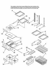 Shelf Parts Diagram and Parts List for GB5526FEAW10  Maytag Refrigerator