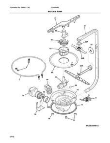 Motor & Pump Diagram and Parts List for CDB350NB7B  Crosley Dishwasher