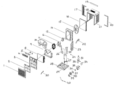Cabinet Parts Diagram and Parts List for AW-10CR1FLU  Admiral Air Conditioner