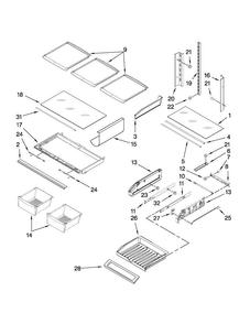 Shelf Parts Diagram and Parts List for JFI2089WTS4  Jenn-Air Refrigerator