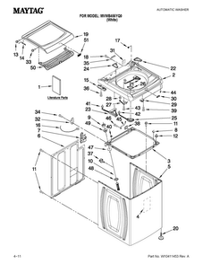 Top And Cabinet Parts Diagram and Parts List for MVWB455YQ0  Maytag Washer