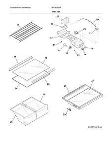 Shelves Diagram and Parts List for CRT182SS5B  Crosley Refrigerator