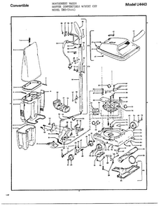 Hoover Convertible Diagram and Parts List for U4443  Hoover Upright Vacuum
