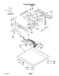 Top And Console Parts Diagram and Parts List for MDG25PNAGW1  Maytag Dryer