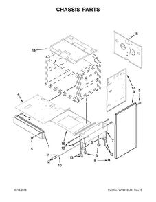 Chassis Parts Diagram and Parts List for JDRP430WP01  Jenn-Air Range