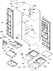 Refrigerator/freezer Shelves, Lights, And Hinges Diagram and Parts List for SBI20S2W-P1190710WW  Amana Refrigerator