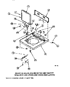 Cabinet Top, Loading Door And Control Hood Rear Panel Diagram and Parts List for LW8203W2B-PLW8203W2A  Amana Washer