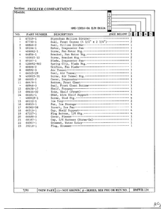 Freezer Compartment Page 2 Diagram and Parts List for 19814-0A  Admiral Refrigerator