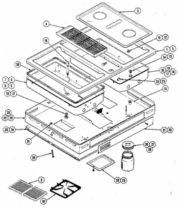 Top/burner Box Assembly Diagram and Parts List for 629CG200  Kenmore Cooktop