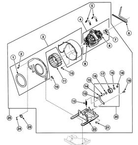 Motor Assy Diagram and Parts List for SDE707QF1500  Speed Queen Dryer